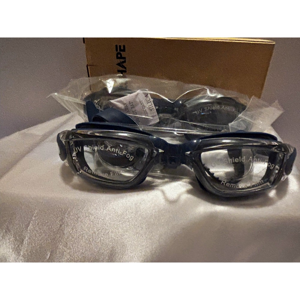Vorshape V39 2-Pack Swim Goggles Navy/Black Clear Anti-Fog UV + Case Set[A5]